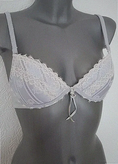 Valery Prestige Damen Bügel BH Seide Spitze Platino Gr: 80C
