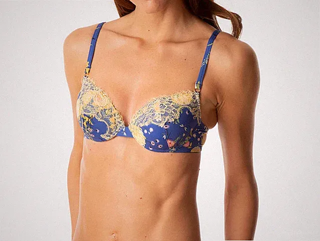 Valery Push-up BH blau gelb grün Spitze Gr. 70 B NP 64,99 €