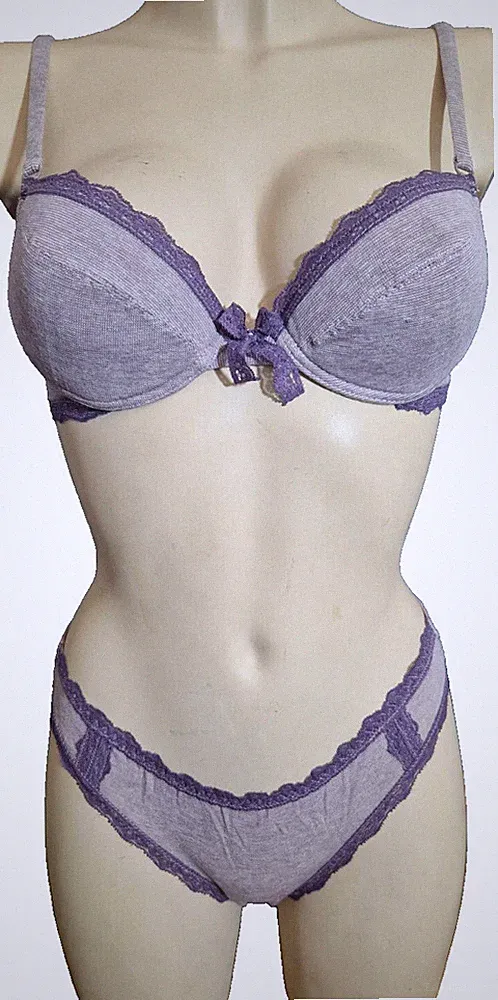 VALERY Rosapois CS5 Push-Up Bügel-BH Set Gr.75B UK34B + Slip S 38 LILA Viskose