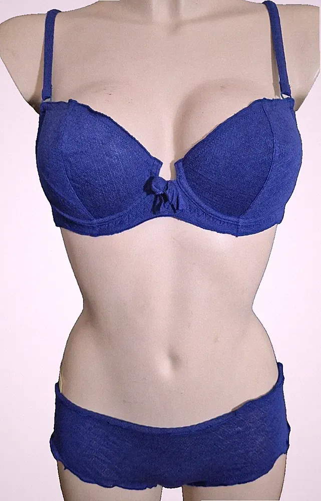 VALERY Rosapois FT4 Bügel BH Set Gr.75B UK34B + Shorty 38 S BLAU Kaschmir Modal