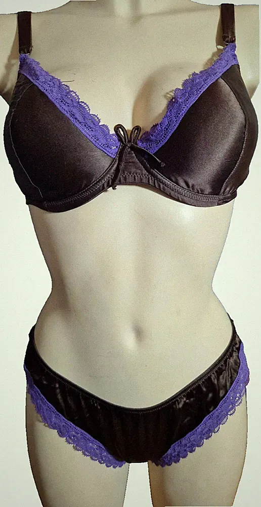 VALERY Rosapois ST14 Wattiert Seide Bügel-BH SET Gr.75B UK 34B +String S/38 Silk