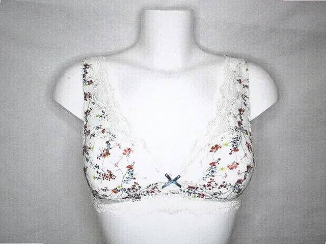 Verdissima 18H Bralette PF41 Triangel BH ohne Bügel Weiß Blümchenmuster (U10)
