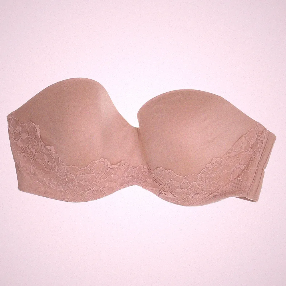 Victoria's Secret, Bandeau-BH, Größe: 75F, Beige, Elasthan/Polyamid #EXs