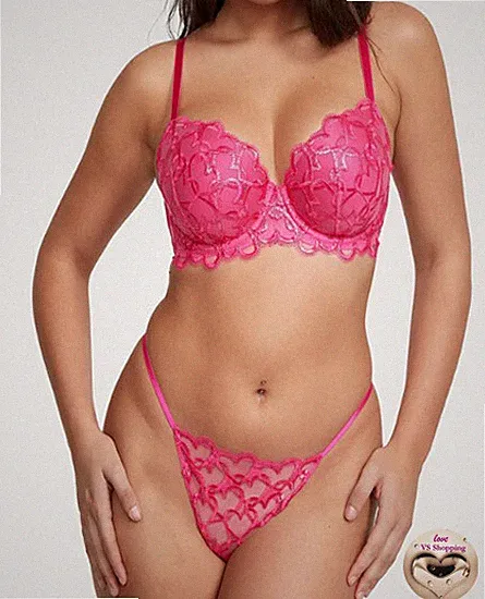 Victoria´s Secret * Dream Angels BH-Set & String Schimmer Herz Stickerei KP 120€