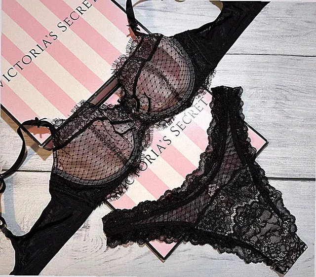 Victoria's Secret Dream Angels Ungefütterter Balconette-BH Brazilian Set Schwarz