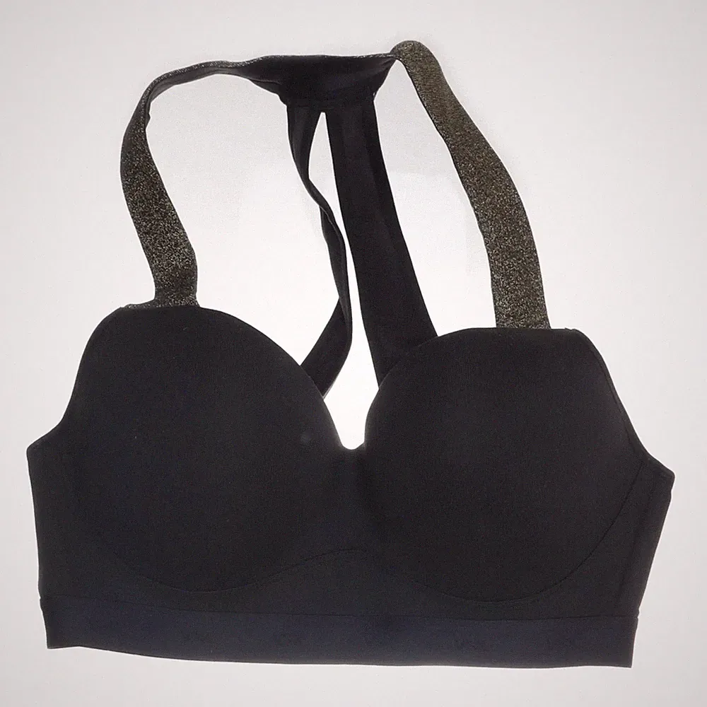 Victoria's Secret, Sport-BH, Größe: 80D, Schwarz/Gold, Elasthan/Polyamid #FLJ