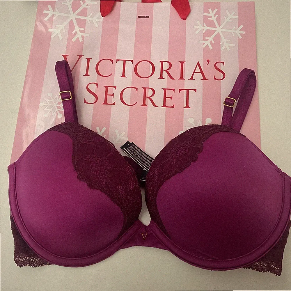 Victoria’s Secret Very sexy Push up BH 32D 70D lila pink Gold Spitze neu