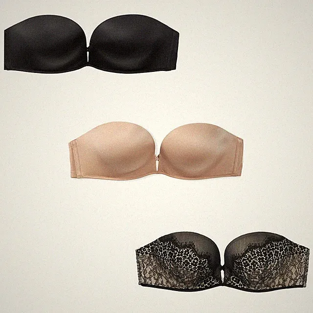 Victorias Secret Multiway Bombshell Strapless Push-Up-BH Nude Schwarz