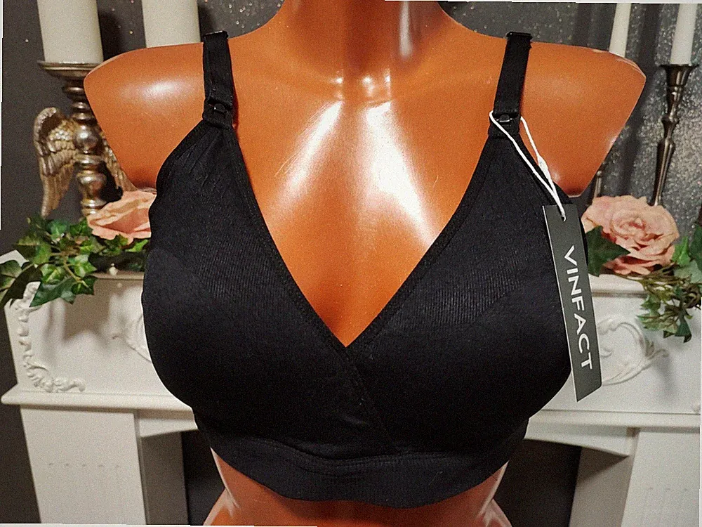 Vinfact Still BH mit Polster Ohne Bügel In Schwarz Super Bequem Gr.XXL 90-95 C-D
