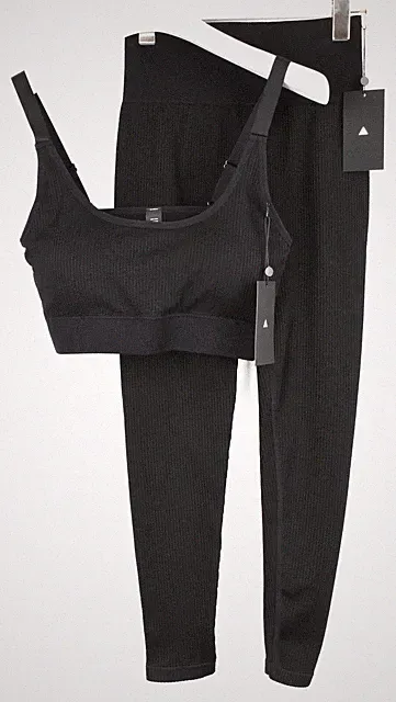 Vitality The Nova 2 in 1 Satz Damen Groß Nahtlos Bh & Leggings Stretch Schwarz