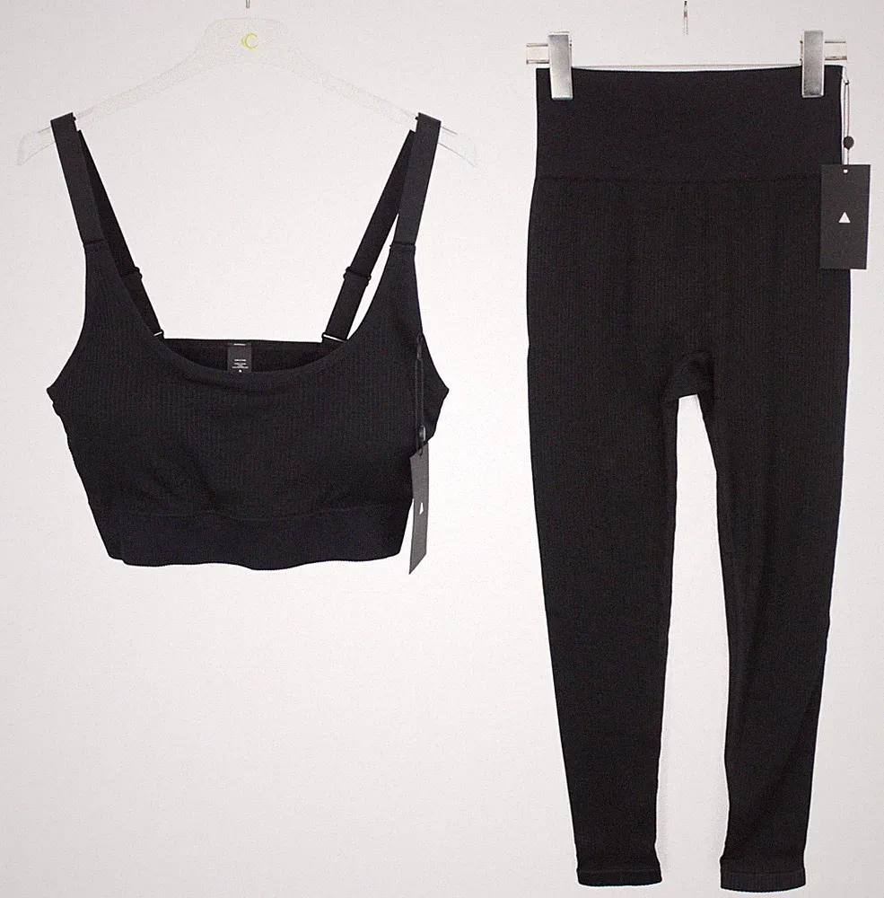 Vitality The Nova 2 in 1 Satz Damen Groß Schwarz Stretch Nahtlos Bh & Leggings