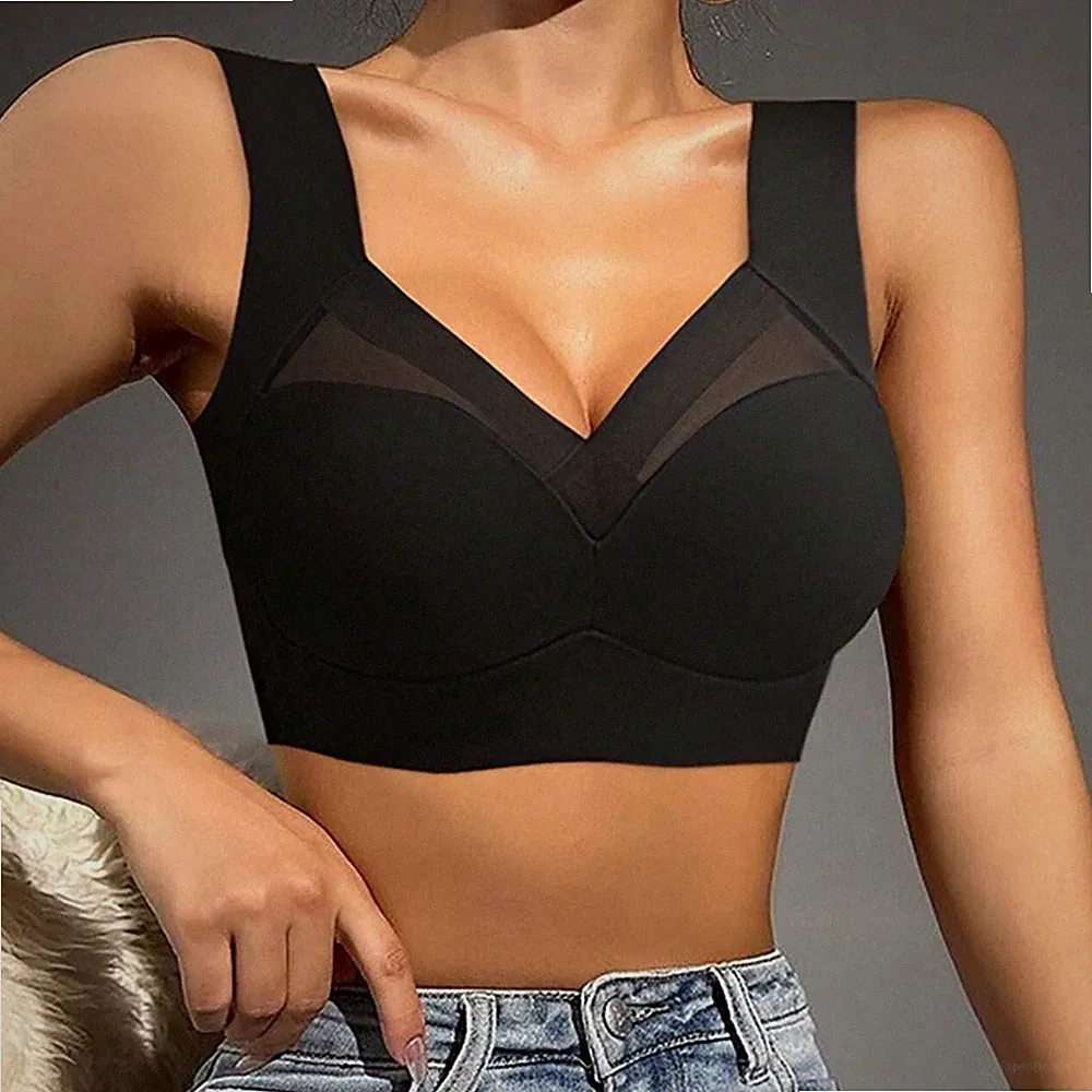 Vollschalen-BH ohne Bügel für Damen hohe Elastizität Nylon Spandex einfarbig