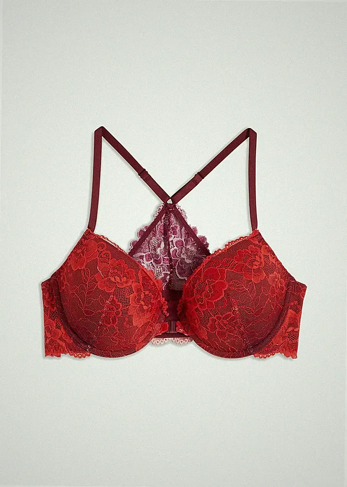 Vorderverschluss Schalen-BH mit Bügel Gr. (85) B Lila Erdbeere Damen-Bra Neu*