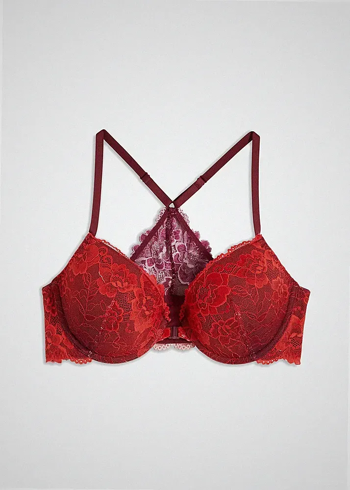 Vorderverschluss Schalen-BH mit Bügel Gr. (90) B Lila Erdbeere Damen-Bra Neu*