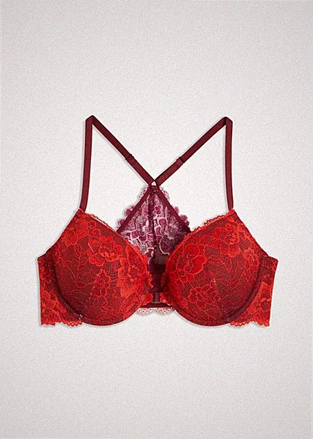 Vorderverschluss Schalen-BH mit Bügel Gr. (95) B Lila Erdbeere Damen-Bra Neu*