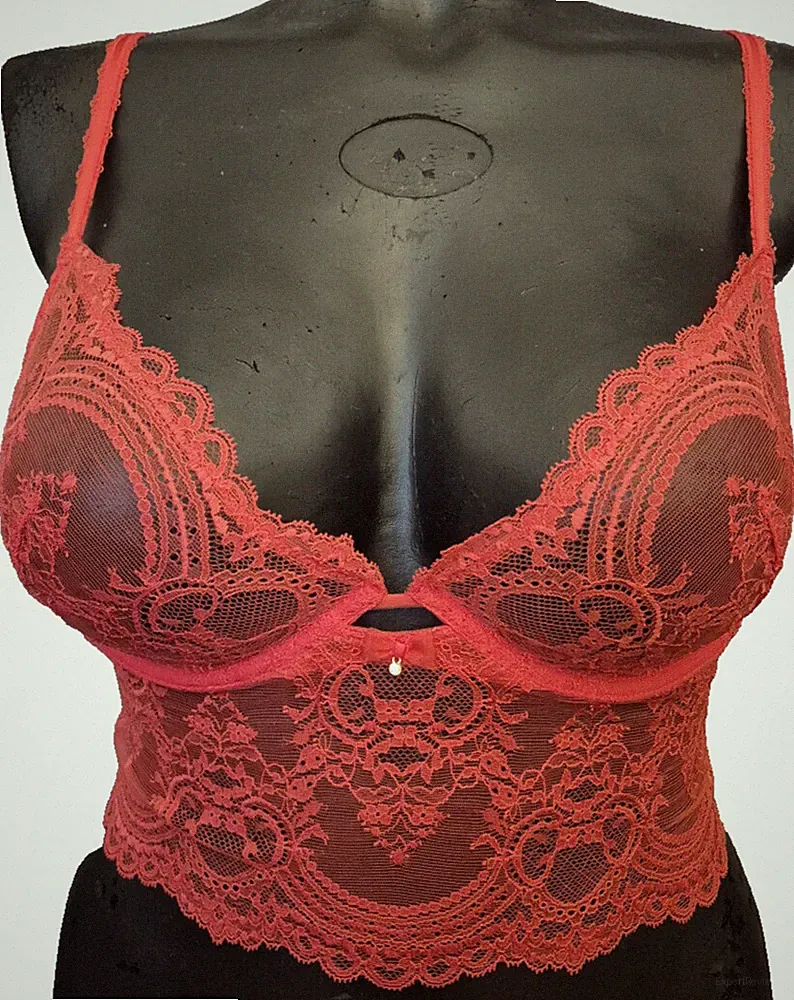Wacoal Chrystalle Longline Bügel-BH XXL Gr.85B/C UK 38 B/C BH Spitze Rot