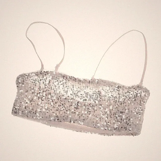 Weekday, Bandeau-BH, Größe: XS, Spark Bandeau Top, Silber/Weiß #Xrr