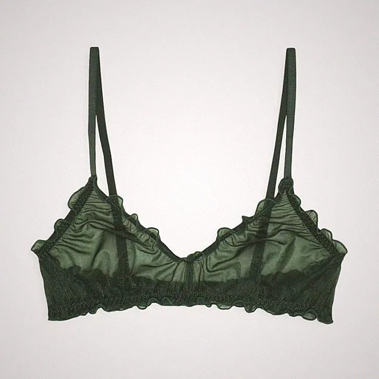 WEEKDAY Triangel-BH 'Carla Shine Soft Bra' - grün - XS - neuwertig