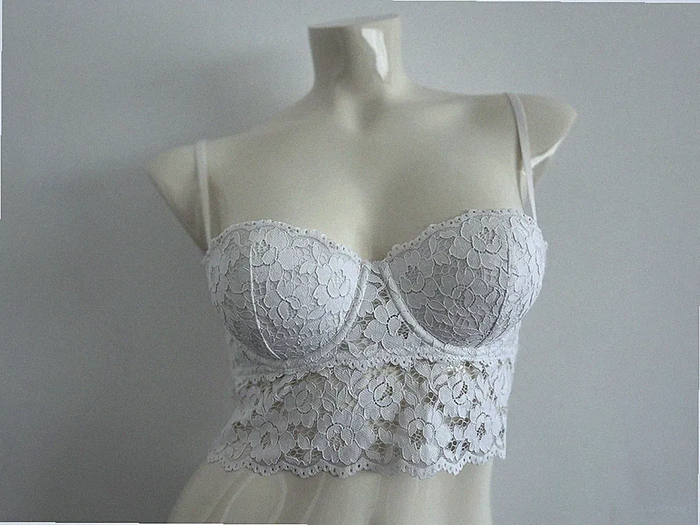 Weißer Vorgeformter Longline BH von H&M Gr. 80B
