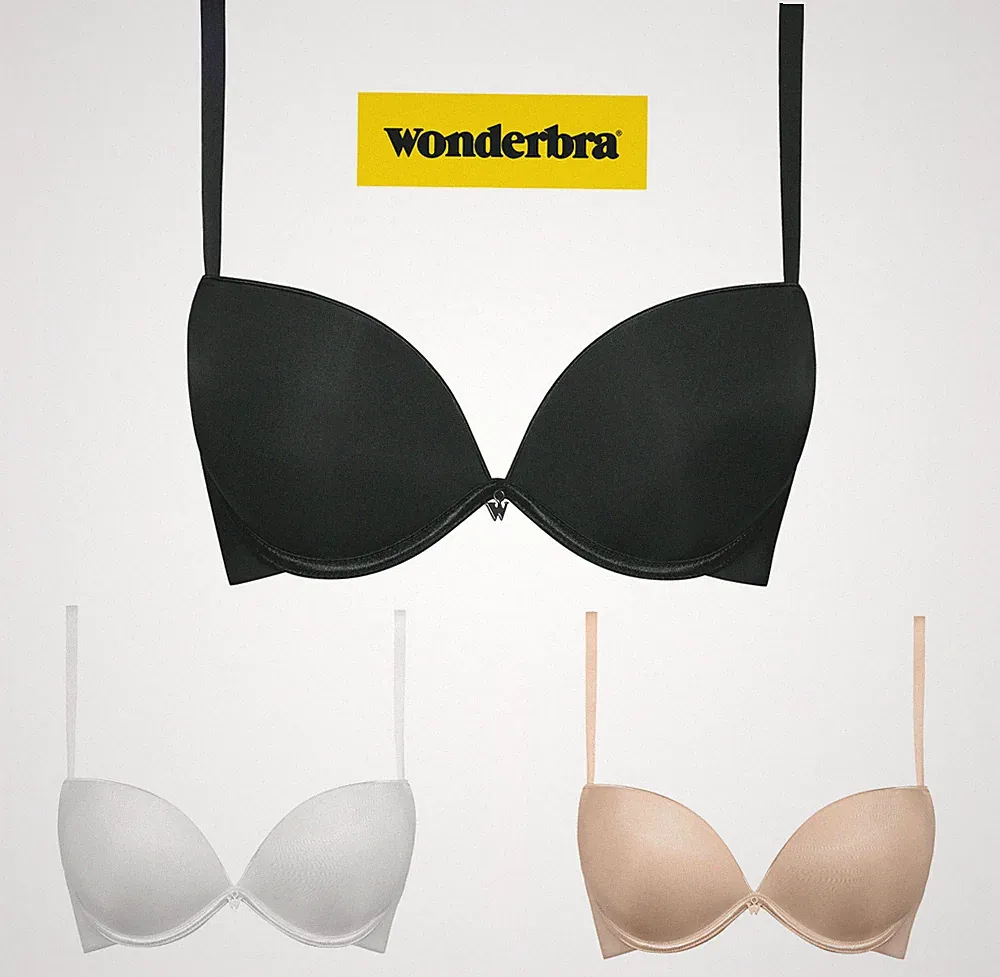 Wonderbra FULL EFFECT Push Up BH Schwarz, Skin A-C 70-85 festem Gel Pad - SALE