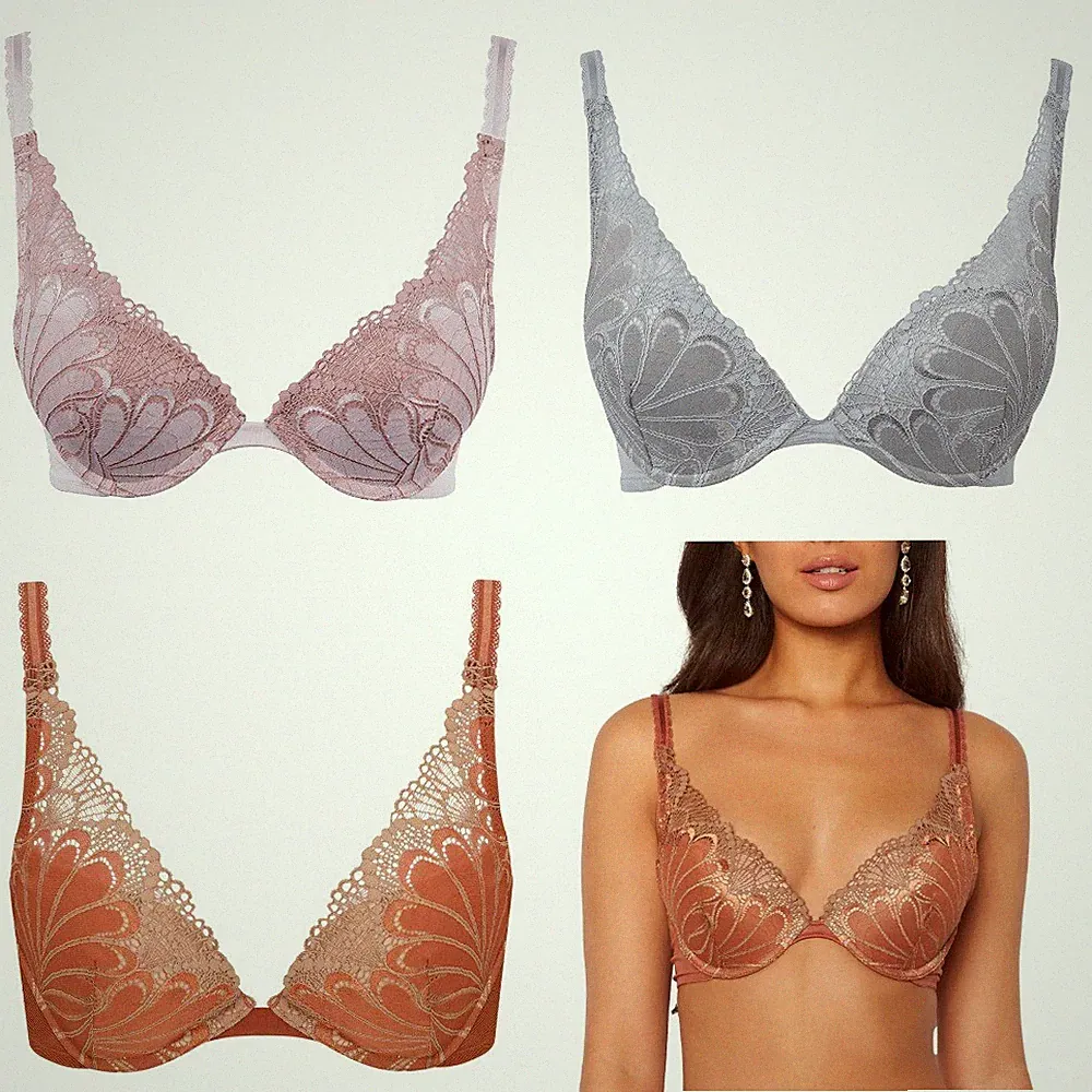 Wonderbra Refined Glamour Push Up Plunge BH Bügel gepolstert Spitze W02LN