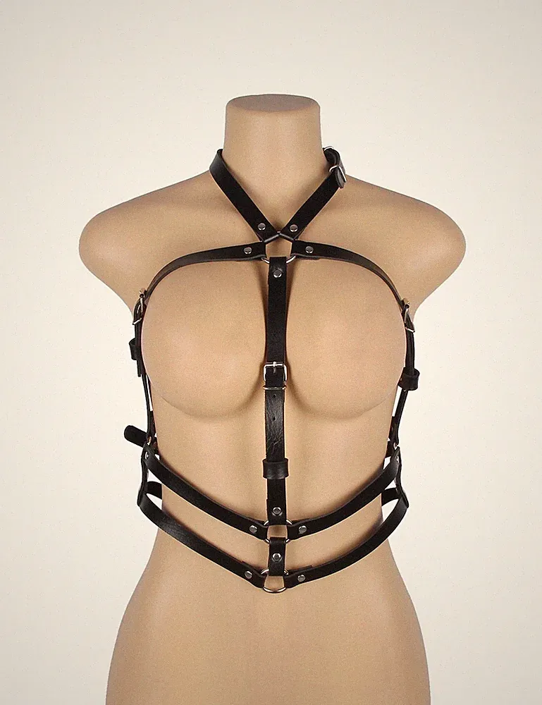 WOW BABE Schwarz Kunstleder Verstellbarer Träger Cut Out Brüste BH-Top Größe 12