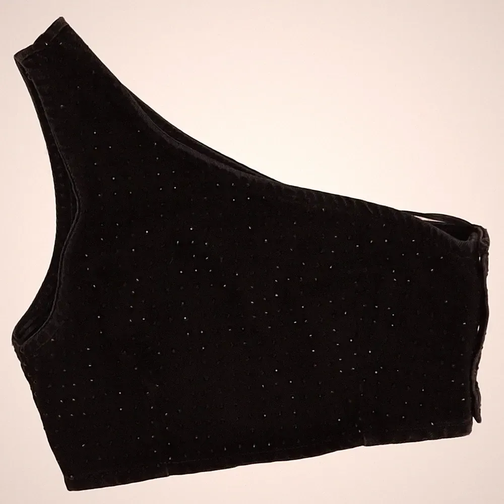 Zara, Bandeau-BH, Größe: S, Schwarz, Baumwolle, Gepunktet, Denim, Damen #pAC