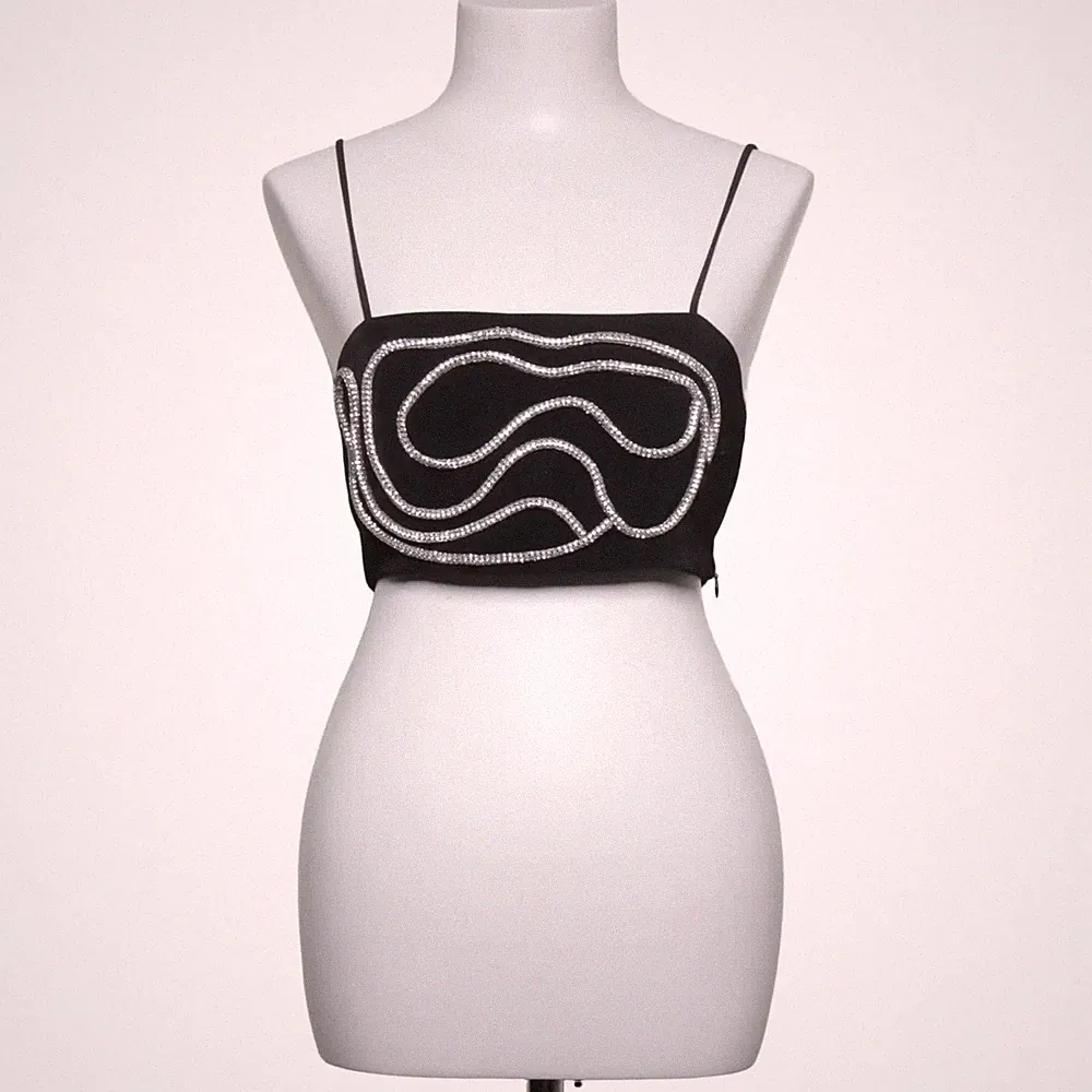 Zara, Bandeau-BH, Größe: S, Schwarz, Elasthan/Polyester, Paisley, Damen #rZB
