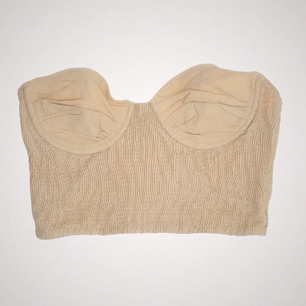 Zara, Bandeau-BH, Größe: XS, Beige, Baumwolle/Leinen/Viskose, Einfarbig #PN5
