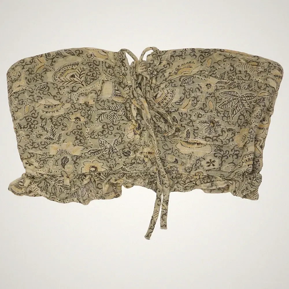 Zara, Bandeau-BH, Größe: XS, Grün/Gelb, Baumwolle, Paisley, Damen #i8d